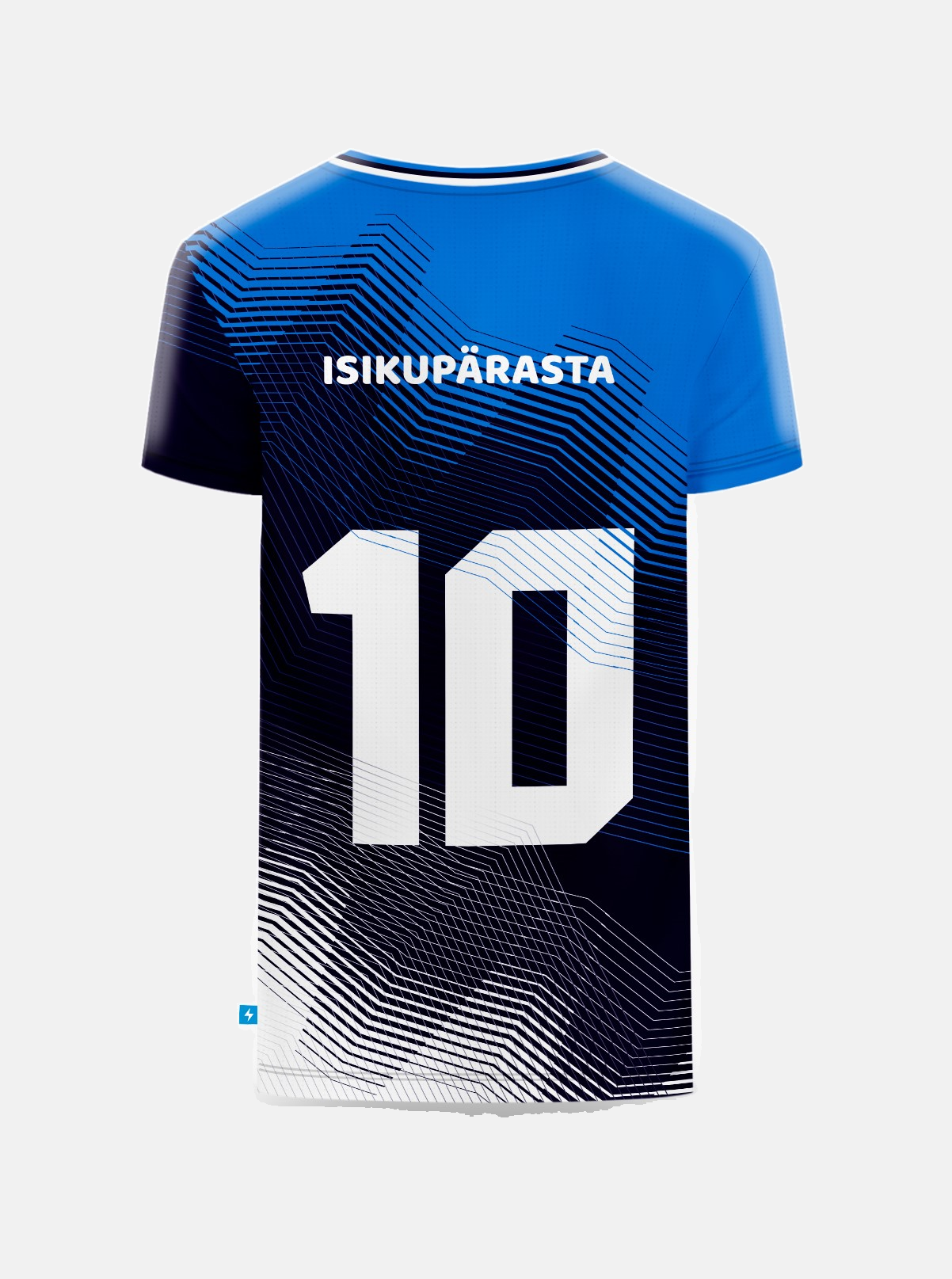 Jalgpallisärk Tiim Sinimustvalge, tagantvaade