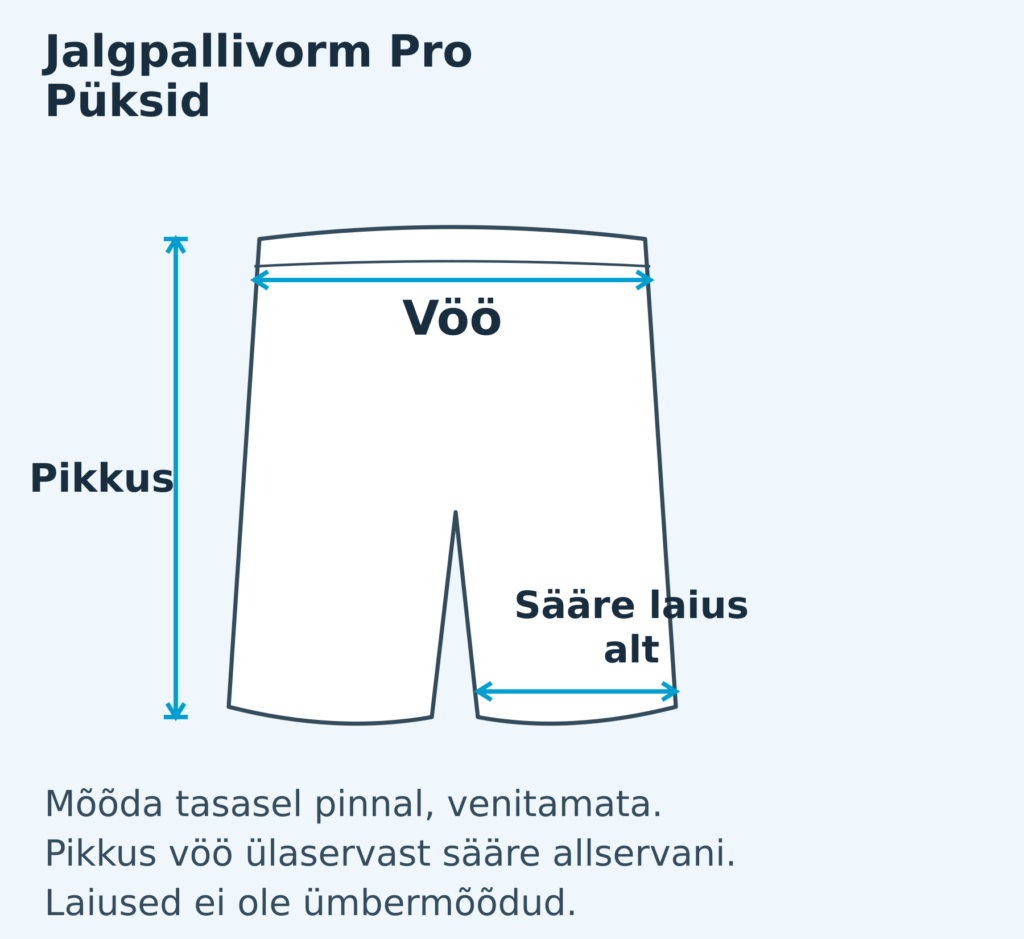 Mehed · püksid mõõdutabel
