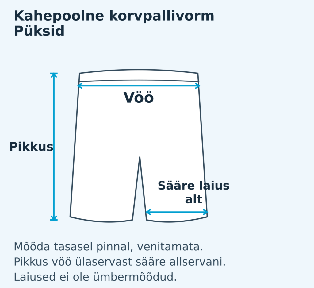 Mehed · püksid mõõdutabel