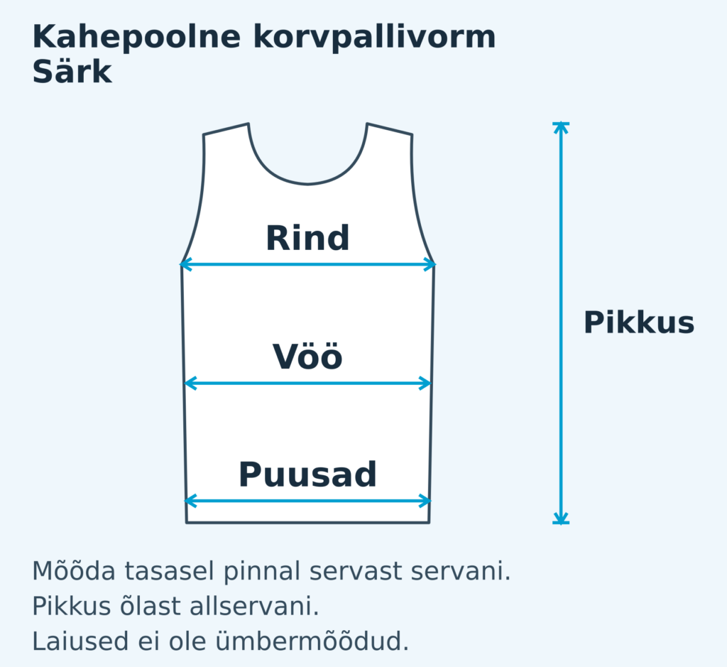 Mehed · särk mõõdutabel