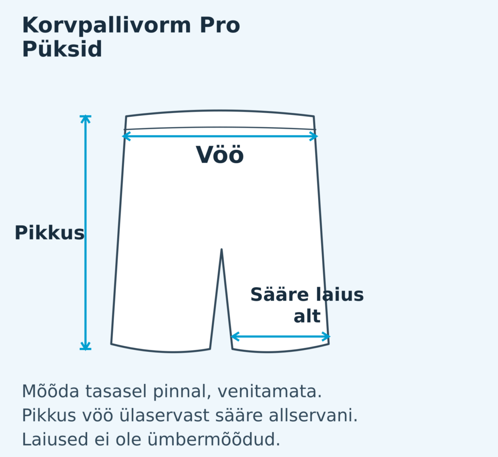 Mehed · püksid mõõdutabel