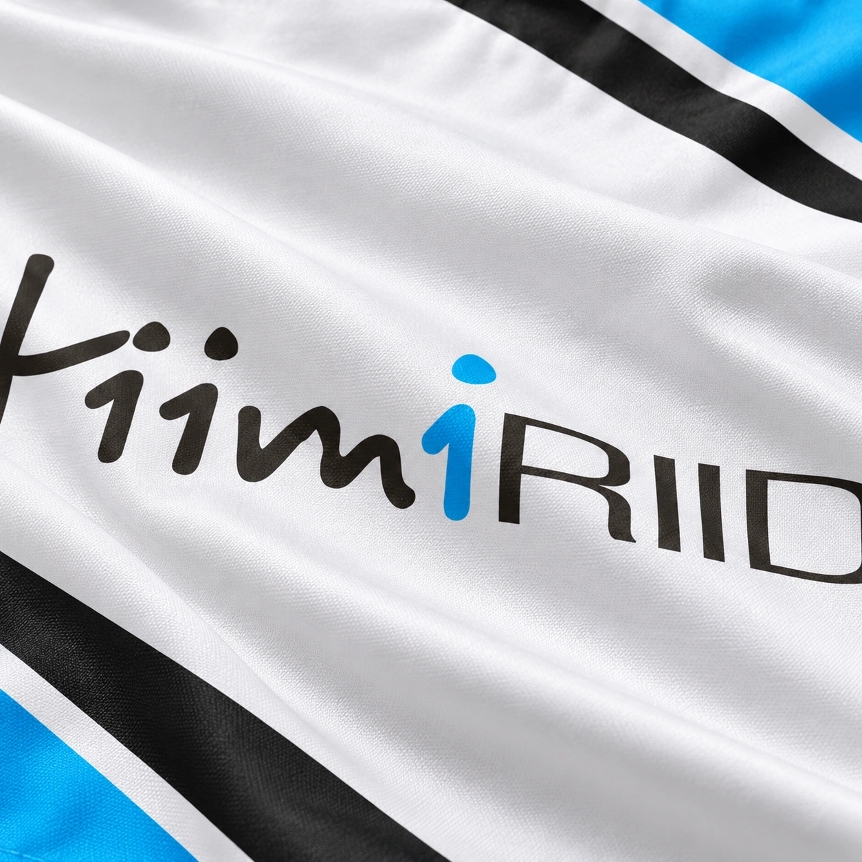 Tiimiriiete tiimilipu logo ja kangapinna illustratiivne lähivaade.