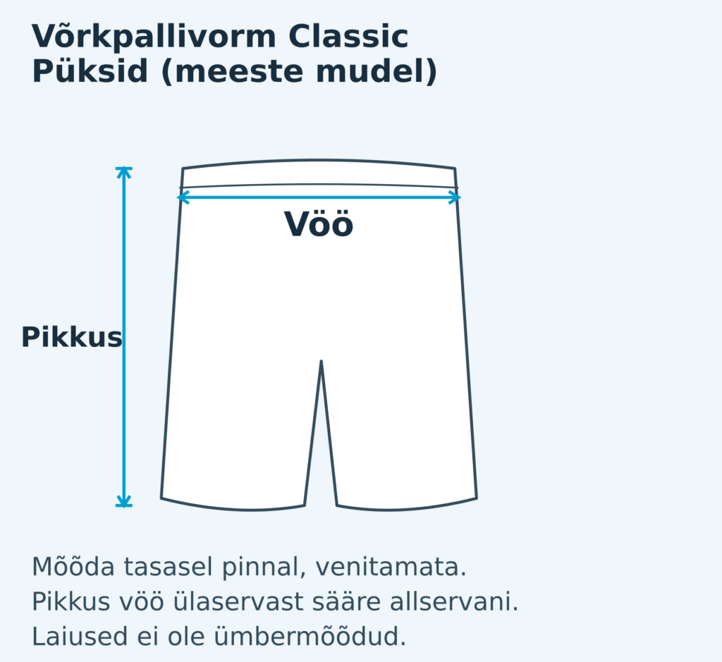 Lapsed · püksid (meeste mudel) mõõdutabel