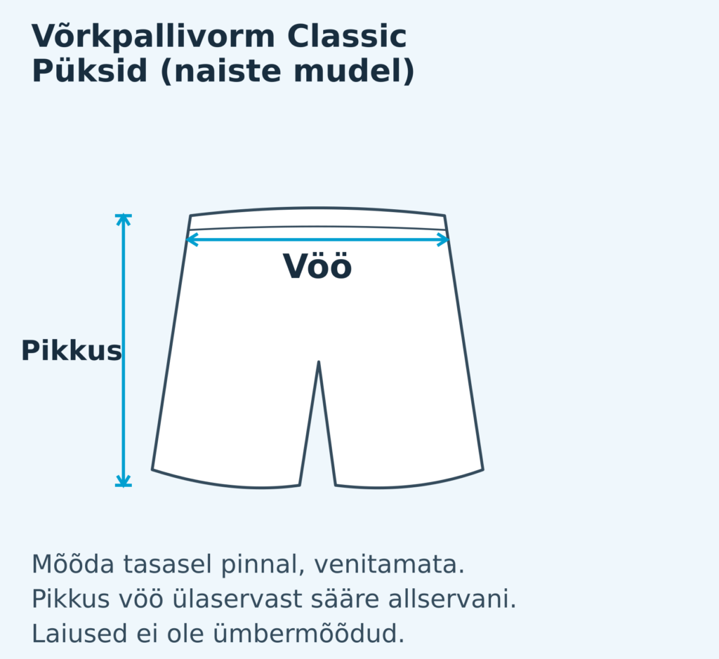 Lapsed · püksid (naiste mudel) mõõdutabel