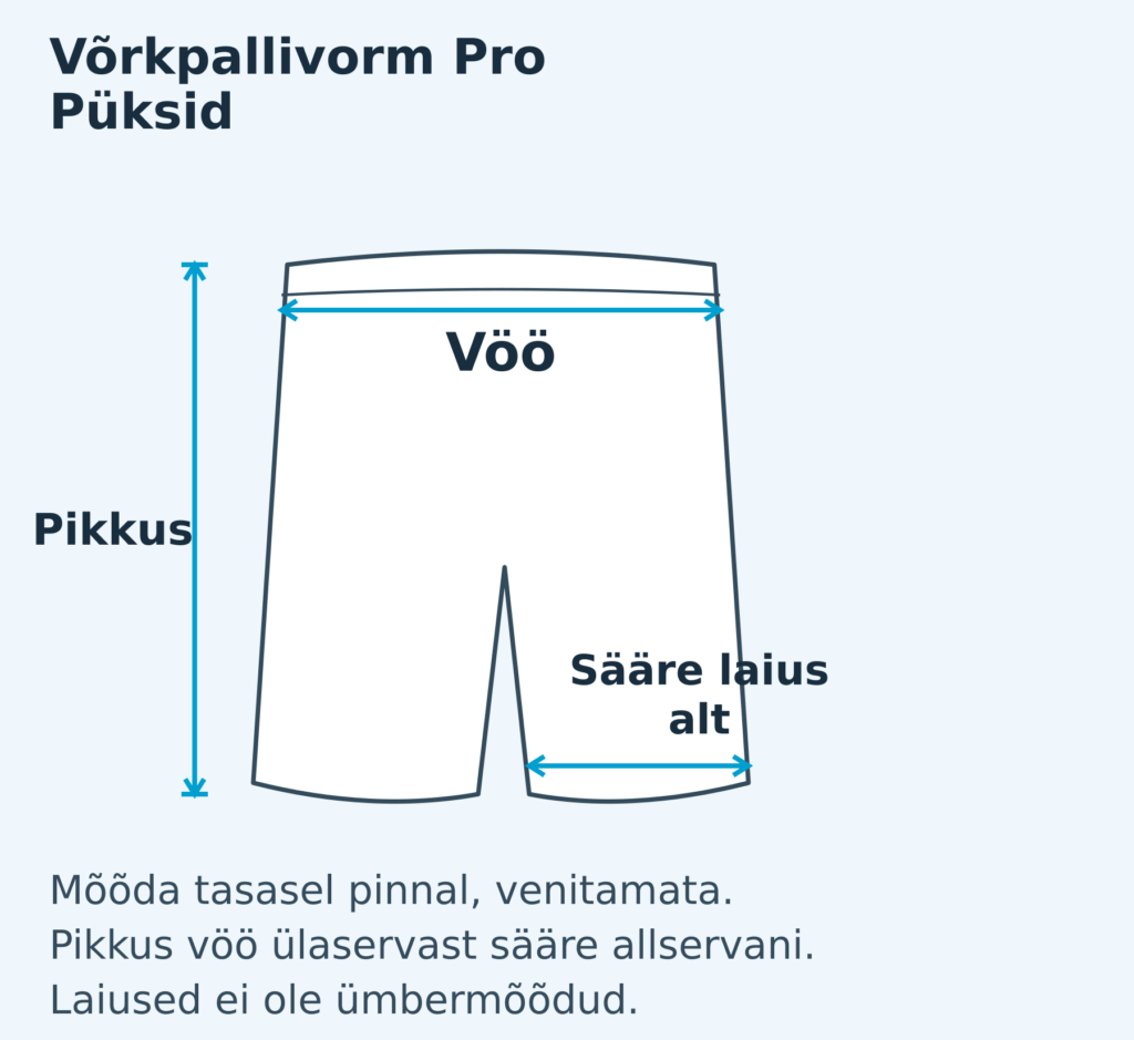 Mehed · püksid mõõdutabel
