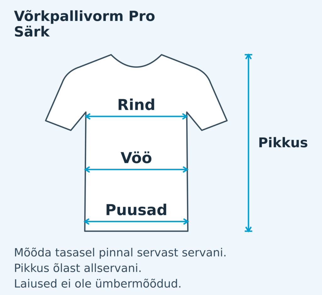 Mehed · särk mõõdutabel